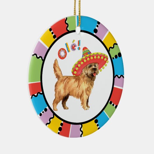 Fiesta Cairn Terrier Keramik Ornament (Rechts)