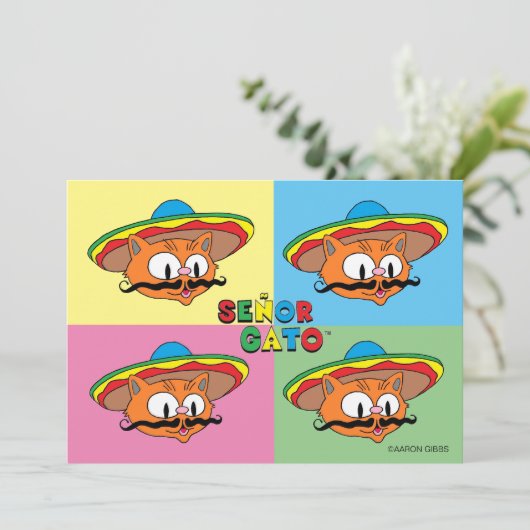 Fiesta Cat Gato Cinco de Mayo Pop Kunst, Dichtung (Stehend Vorderseite)