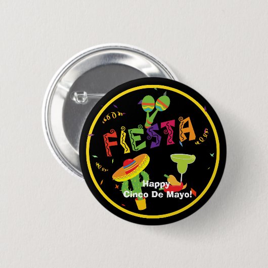 Fiesta Celebration Cinco De Mayo Party Button BUTT (Vorne & Hinten)