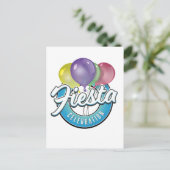 Fiesta Celebration Retroblau Logo Postkarte (Stehend Vorderseite)