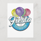 Fiesta Celebration Retroblau Logo Postkarte (Vorderseite)
