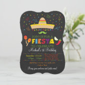 Fiesta Chalkboard Birthday Einladung (Stehend Vorderseite)