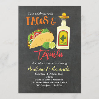 Fiesta Chalkboard Tacos und Tequila Einladung