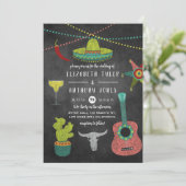 Fiesta Chalkboard Wedding Einladung (Stehend Vorderseite)