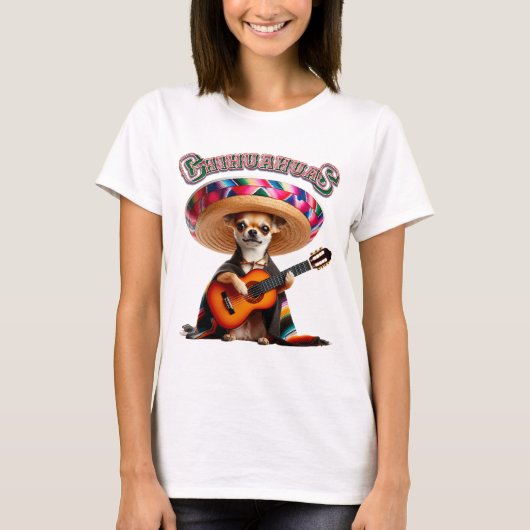 Fiesta Chihuahua - Gitarrenserenade mit Sombrero T-Shirt (Vorderseite)