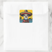 Fiesta Chihuahua mit Sombrero Sarape Quadratischer Aufkleber (Tasche)