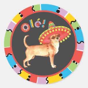 Fiesta Chihuahua Runder Aufkleber