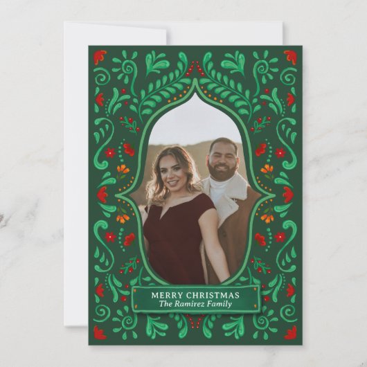 Fiesta Christmas Papel Picado Photo Greeting Card Einladung (Vorderseite)