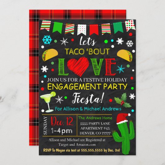 Fiesta Christmas Party Einladung (Vorne/Hinten)