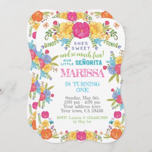 Fiesta, Cinco de mayo Birthday Einladung (Vorne/Hinten)