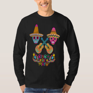 Fiesta Cinco De Mayo Farbiger Mexikanischer Totenk T-Shirt