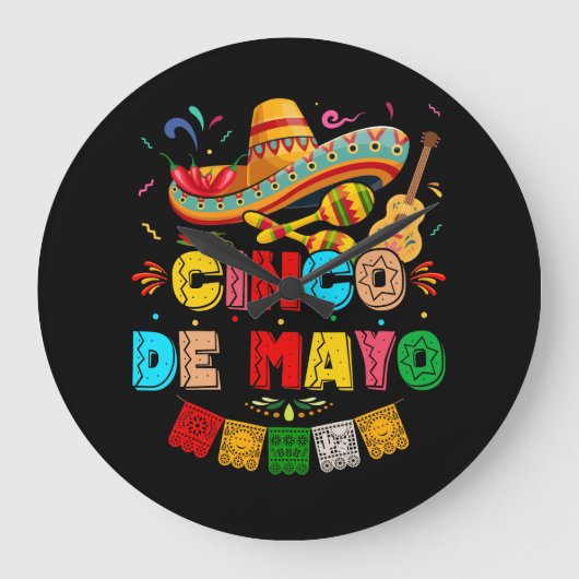 Fiesta Cinco de Mayo Große Wanduhr (Vorderseite)