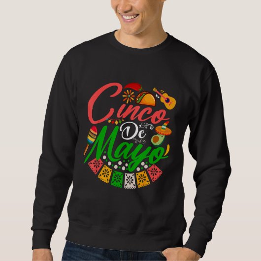 Fiesta Cinco de Mayo Mexican Maracas Tacos Avocado Sweatshirt (Vorderseite)