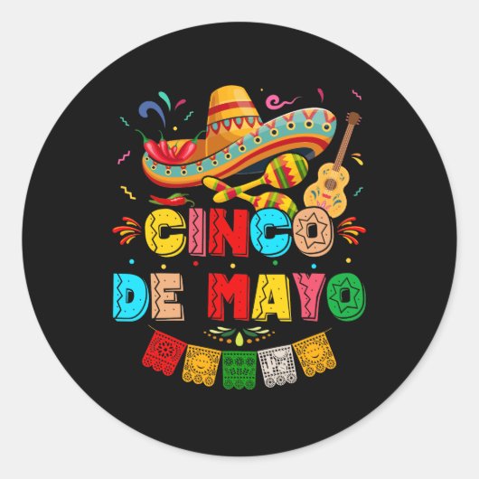 Fiesta Cinco de Mayo Runder Aufkleber (Vorderseite)