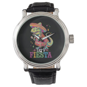 Fiesta Cinco De Mayo T Rex Dinosaur Armbanduhr
