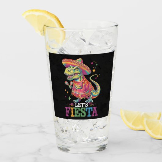 Fiesta Cinco De Mayo T Rex Dinosaur Glas (Vorderseite Ice)