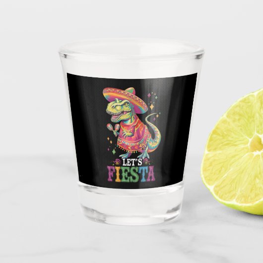 Fiesta Cinco De Mayo T Rex Dinosaur Schnapsglas (Vorderseite)