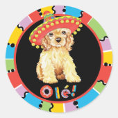 Fiesta Cocker Spaniel Runder Aufkleber (Vorderseite)