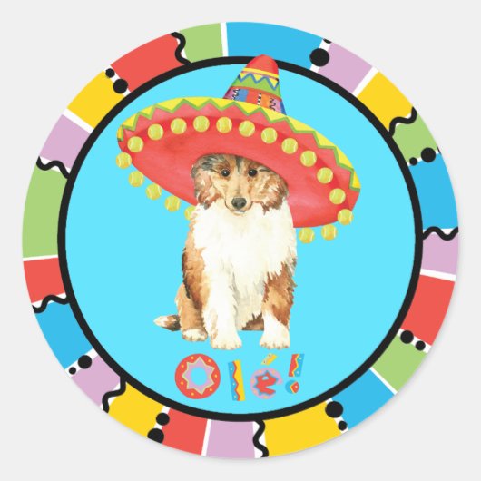 Fiesta Collie Classic Round Sticker (Vorderseite)