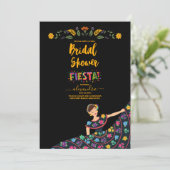 Fiesta Colorful Blume Brautparty Einladung (Stehend Vorderseite)