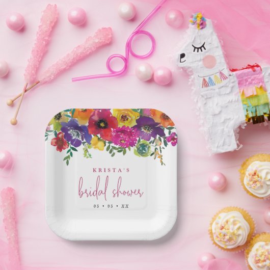 Fiesta Colorful Blume Brautparty Pappteller (Party)