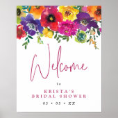 Fiesta Colorful Blume Brautparty Willkommen Poster (Vorne)