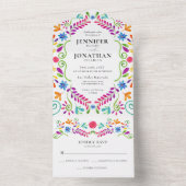 Fiesta Colorful Blume Wedding All In One Einladung (Innen Boden)