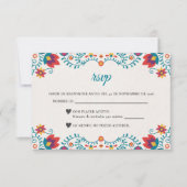 Fiesta Colorful Botanical Floral Spanish Wedding RSVP Karte (Vorderseite)