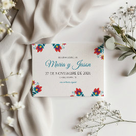 Fiesta Colorful Botanical Floral Spanish Wedding Save The Date