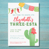 Fiesta Colorful Cactus Three-esta Birthday Einladung