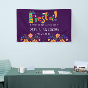 Fiesta Colorful Floral Baby Dusche Banner
