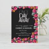 Fiesta Colorful Floral Black Probe Dinner Einladung (Stehend Vorderseite)