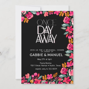 Fiesta Colorful Floral Black Probe Dinner Einladung