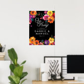Fiesta Colorful Floral Black Probe Dinner Untersch Poster (Heimbüro)