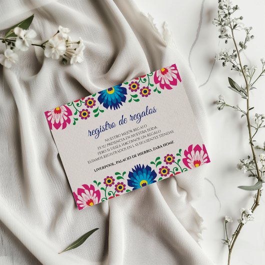 Fiesta Colorful Floral Botanical Spanish Wedding Begleitkarte