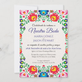 Fiesta Colorful Floral Botanical Spanish Wedding Einladung