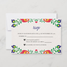 Fiesta Colorful Floral Botanical Spanish Wedding RSVP Karte