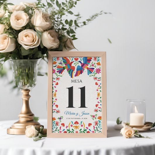 Fiesta Colorful Floral Modern Boda Spanish Wedding Tischnummer