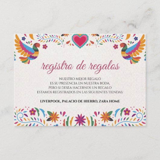 Fiesta Colorful Flowers Botanical Spanish Wedding Begleitkarte (Vorderseite)