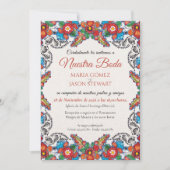 Fiesta Colorful Flowers Botanical Spanish Wedding Einladung (Vorderseite)