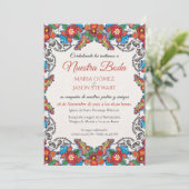 Fiesta Colorful Flowers Botanical Spanish Wedding Einladung (Stehend Vorderseite)