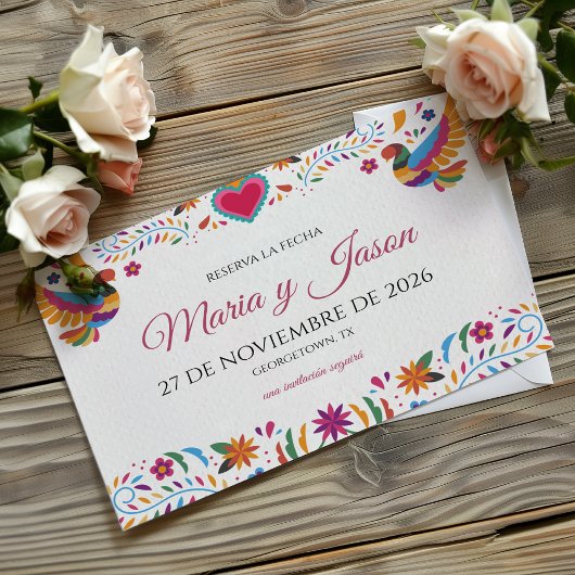 Fiesta Colorful Flowers Botanical Spanish Wedding Save The Date