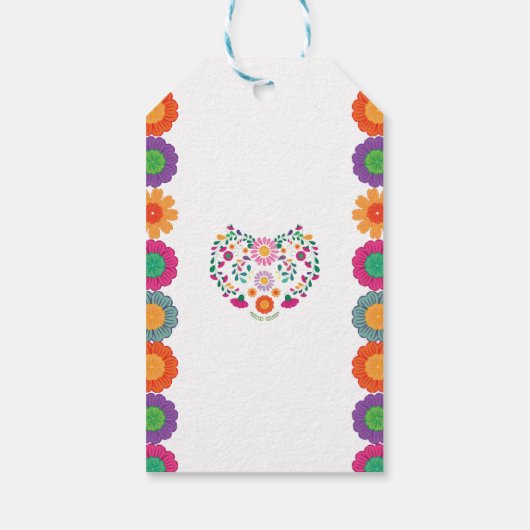 Fiesta Couples Brautparty Mexikanische Blume bevor Geschenkanhänger (Rückseite)