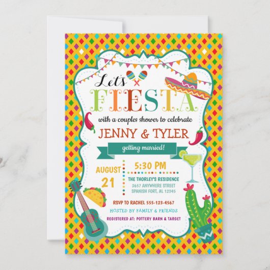 Fiesta Couples Dusche Einladung (Vorderseite)