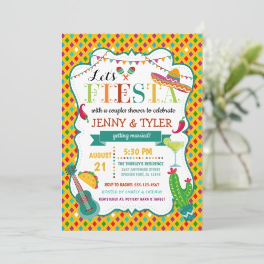 Fiesta Couples Dusche Einladung (Stehend Vorderseite)