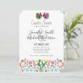 Fiesta Couples Duschen Folklorek Blume Einladung (Stehend Vorderseite)