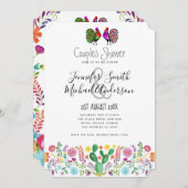 Fiesta Couples Duschen Folklorek Blume Einladung (Vorne/Hinten)