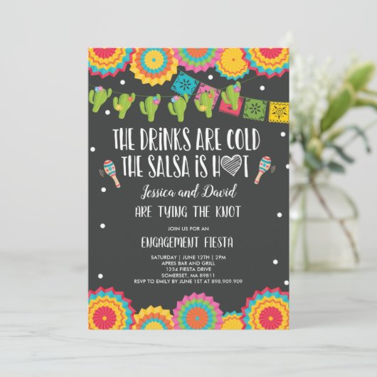 Fiesta Couples Engagement Party Bridal Fiesta Einladung (Stehend Vorderseite)