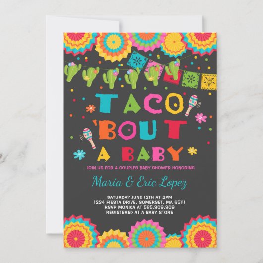 Fiesta Couples Kinderdusche Einladung Co-Dusche (Vorderseite)