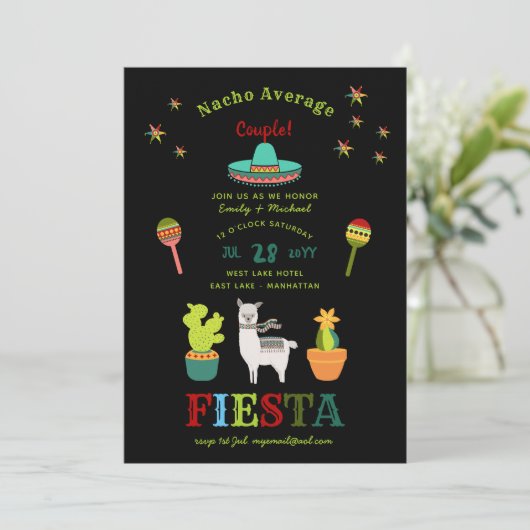 FIESTA COUPLES SHOWER Nacho Durchschnitt Paar FUN Einladung (Stehend Vorderseite)